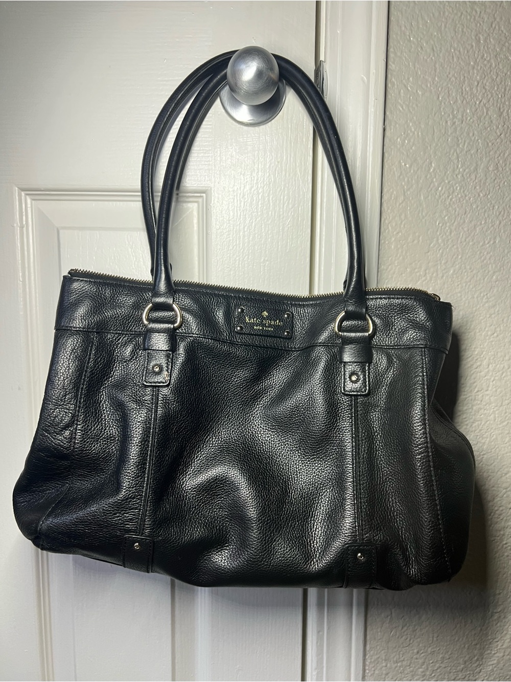 Vintage Kate Spade Black Leather Tote Bag